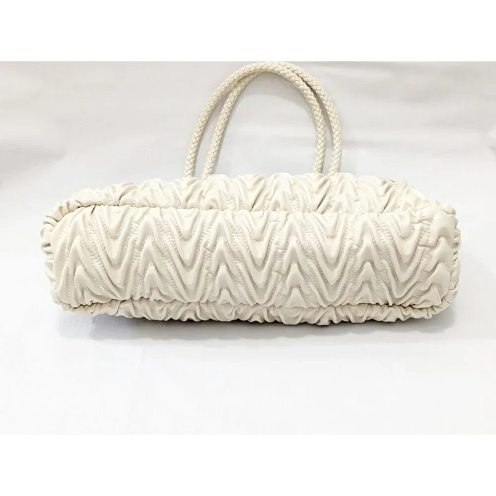 Sam Edelman Ari Women's Quilted Large Tote in Ivory Leather (MSRP $295)
